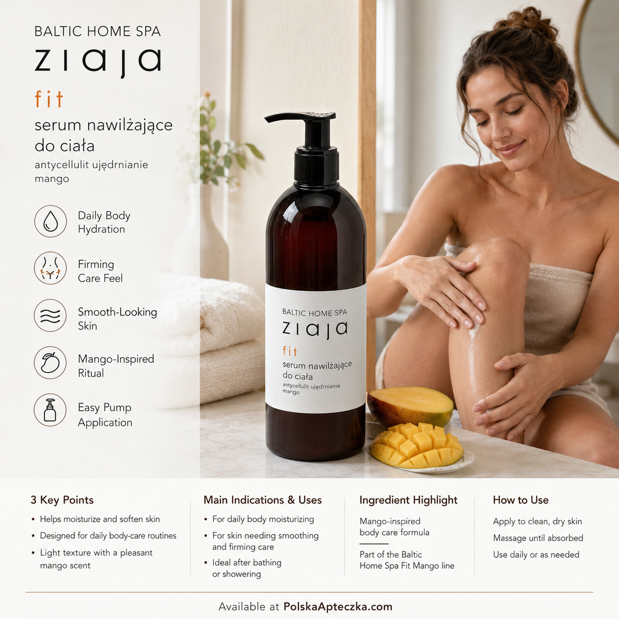 Ziaja Baltic Home Spa Fit Mango Hydrating Body Serum Anti-Cellulite Firming Care 400ml lifestyle