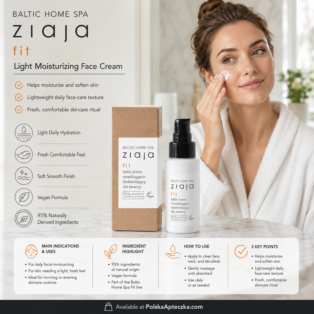 Ziaja Baltic Home Spa Fit lightweight hydrating oxygenating face cream vegan 50ml lifestyle