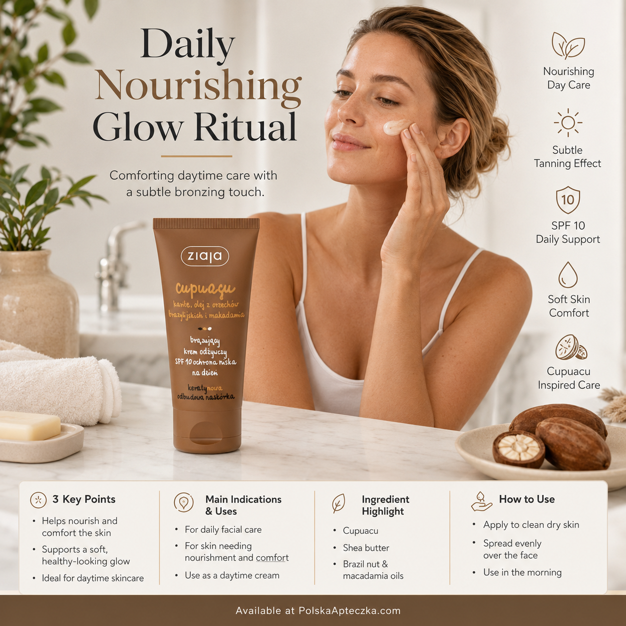 Ziaja Cupuacu Bronzing Nourishing Day Cream SPF10 50ml lifestyle