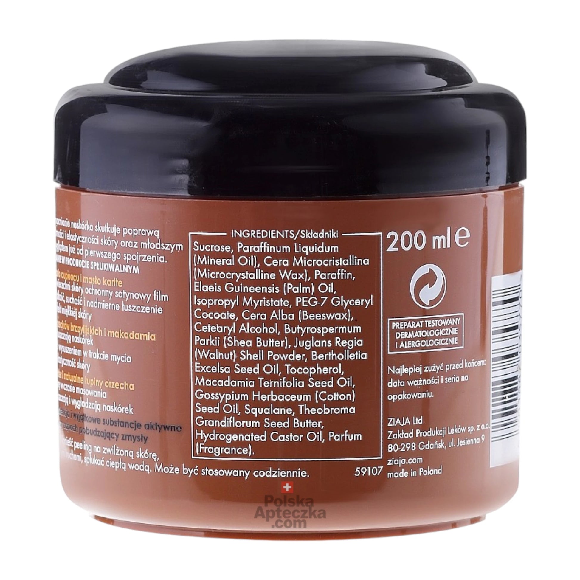 Ziaja Cupuaçu Sugar Scrub – Exfoliating and smoothing body scrub with shea, Brazil nut, and macadamia oils, 200ml