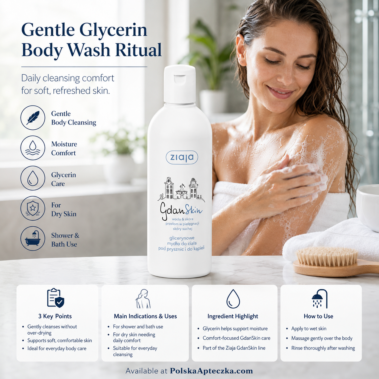 Ziaja GdanSkin Glycerin Body Wash Shower and Bath 300ml lifestyle