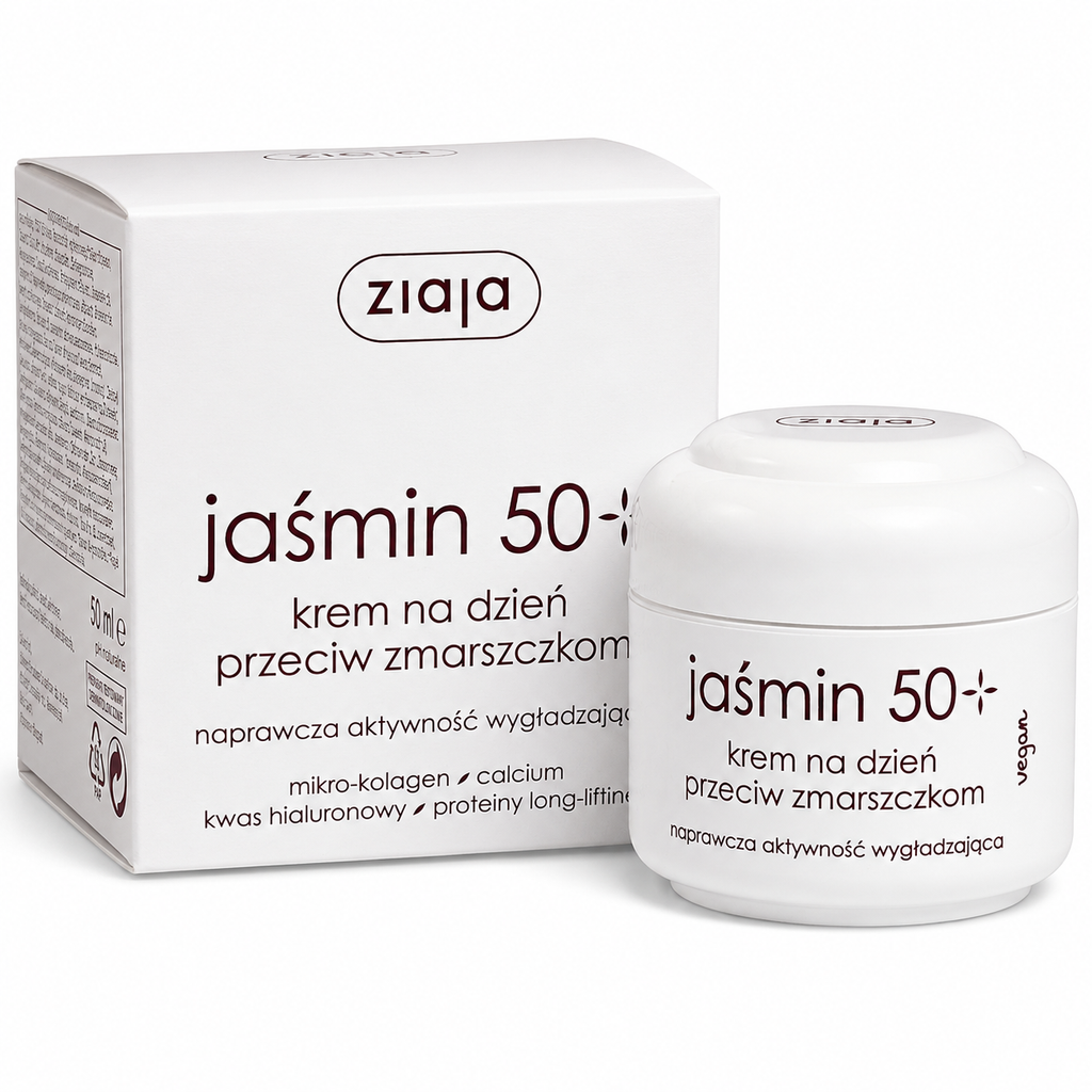 Ziaja Jasmin 50+ Anti-Wrinkle Day Cream for Mature Skin 50ml box and jar