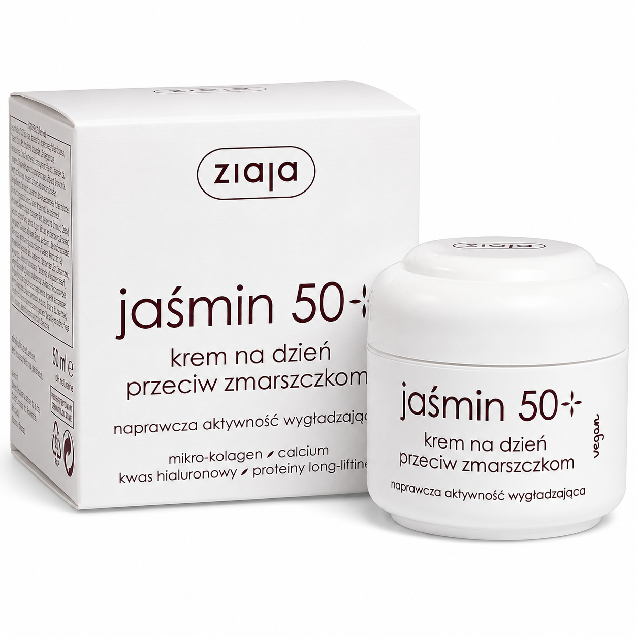 Ziaja Jasmin 50+ Anti-Wrinkle Day Cream for Mature Skin 50ml box and jar
