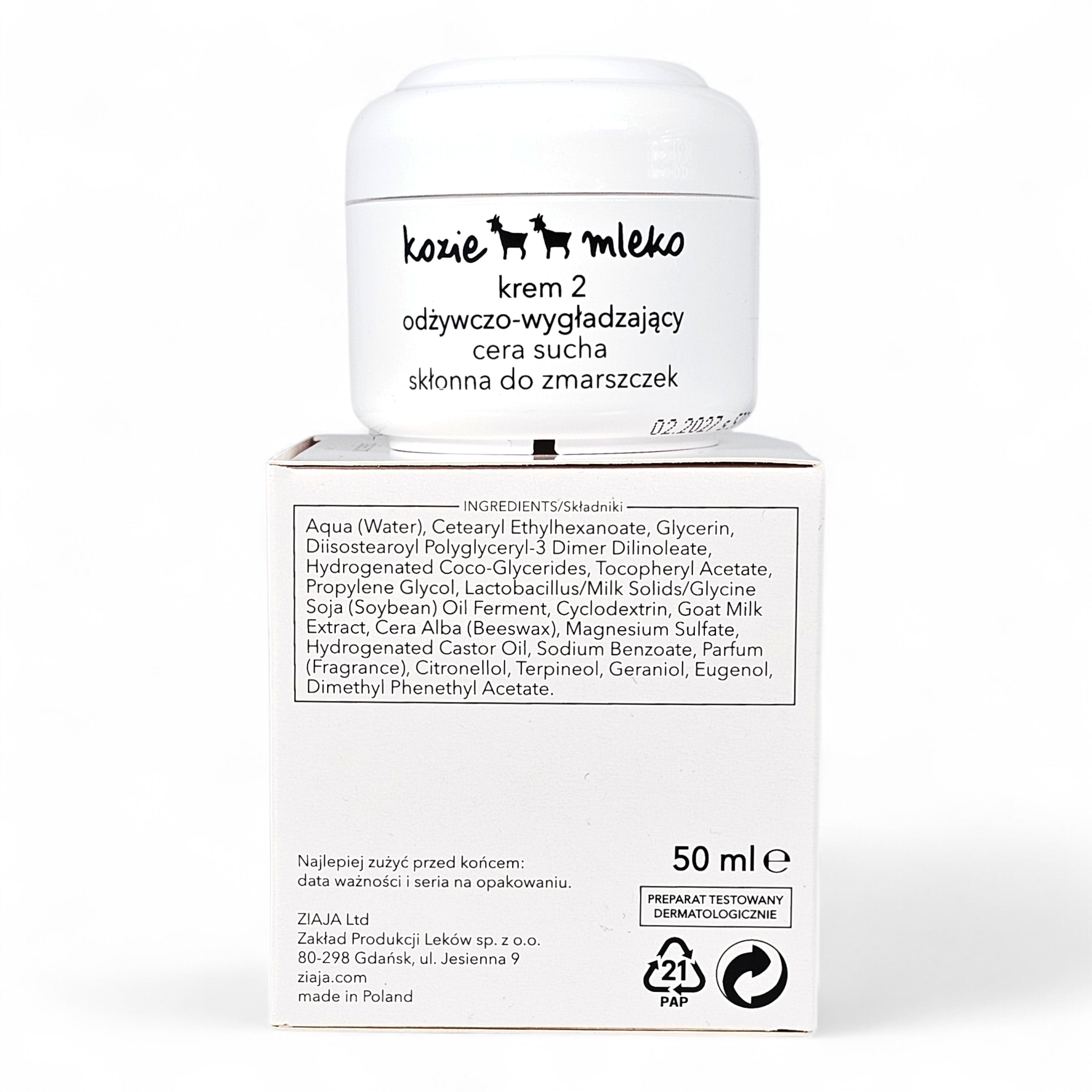 Ziaja Kozie Mleko Krem 2 50ml ingredients