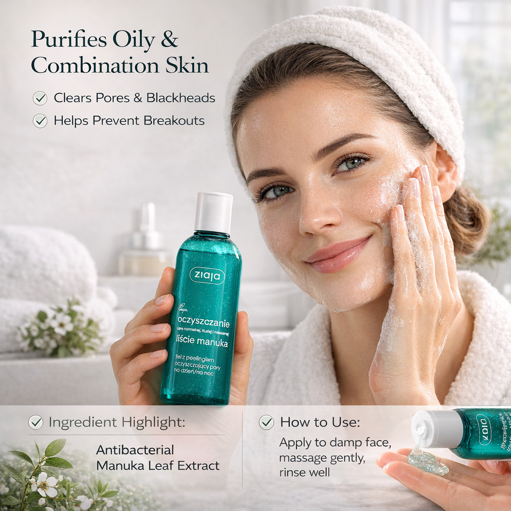 Ziaja Manuka Leaves Cleansing Gel with Micro-Peeling for Pores 200ml Lifestyle