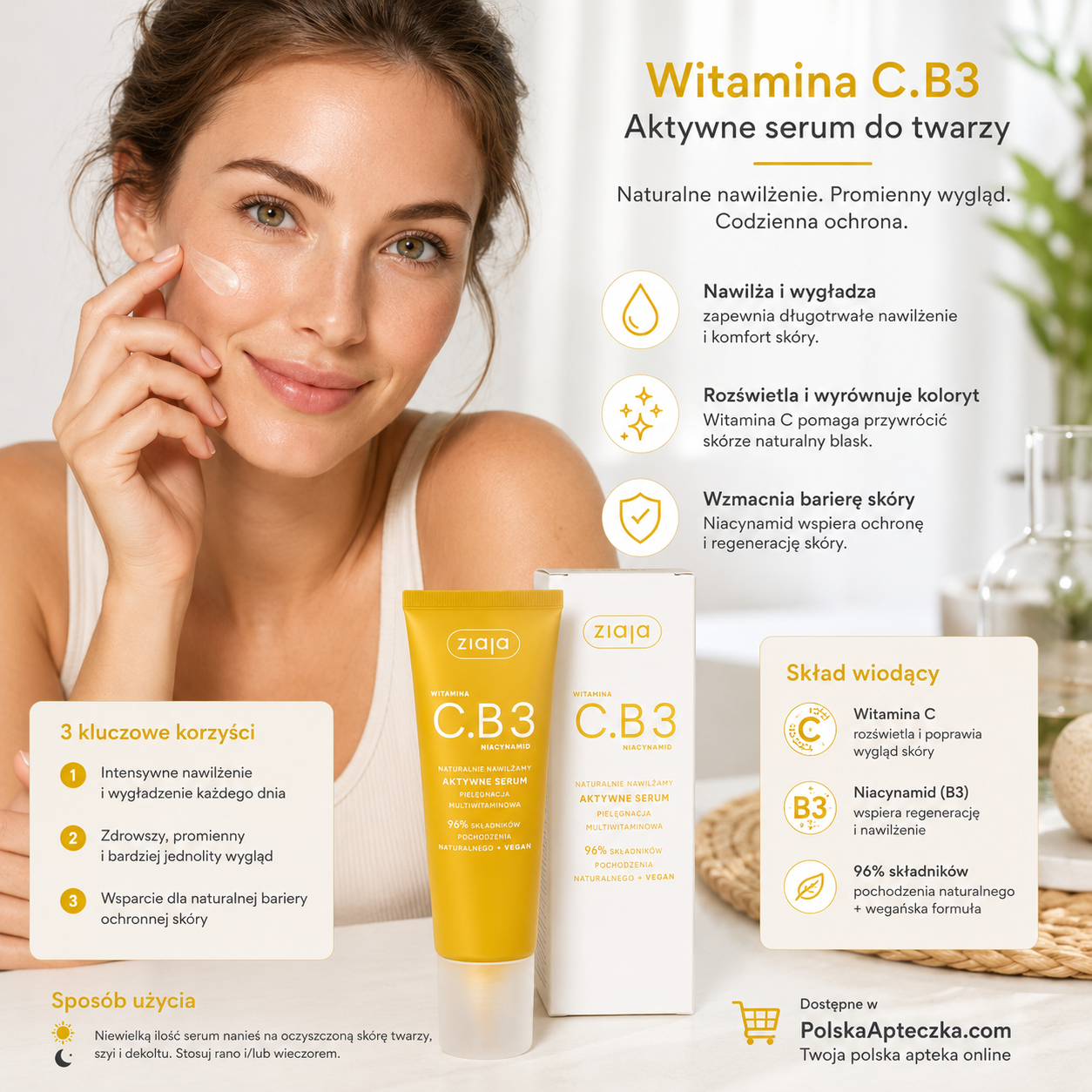 Ziaja Vitamin C.B3 Niacinamide Active Serum 30ml lifestyle polska apteczka