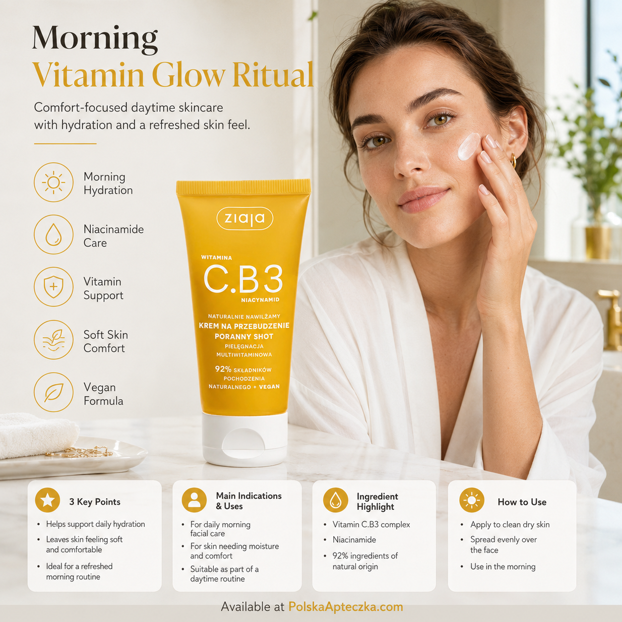 Ziaja Vitamin C.B3 Niacinamide Morning Face Cream 50ml lifestyle