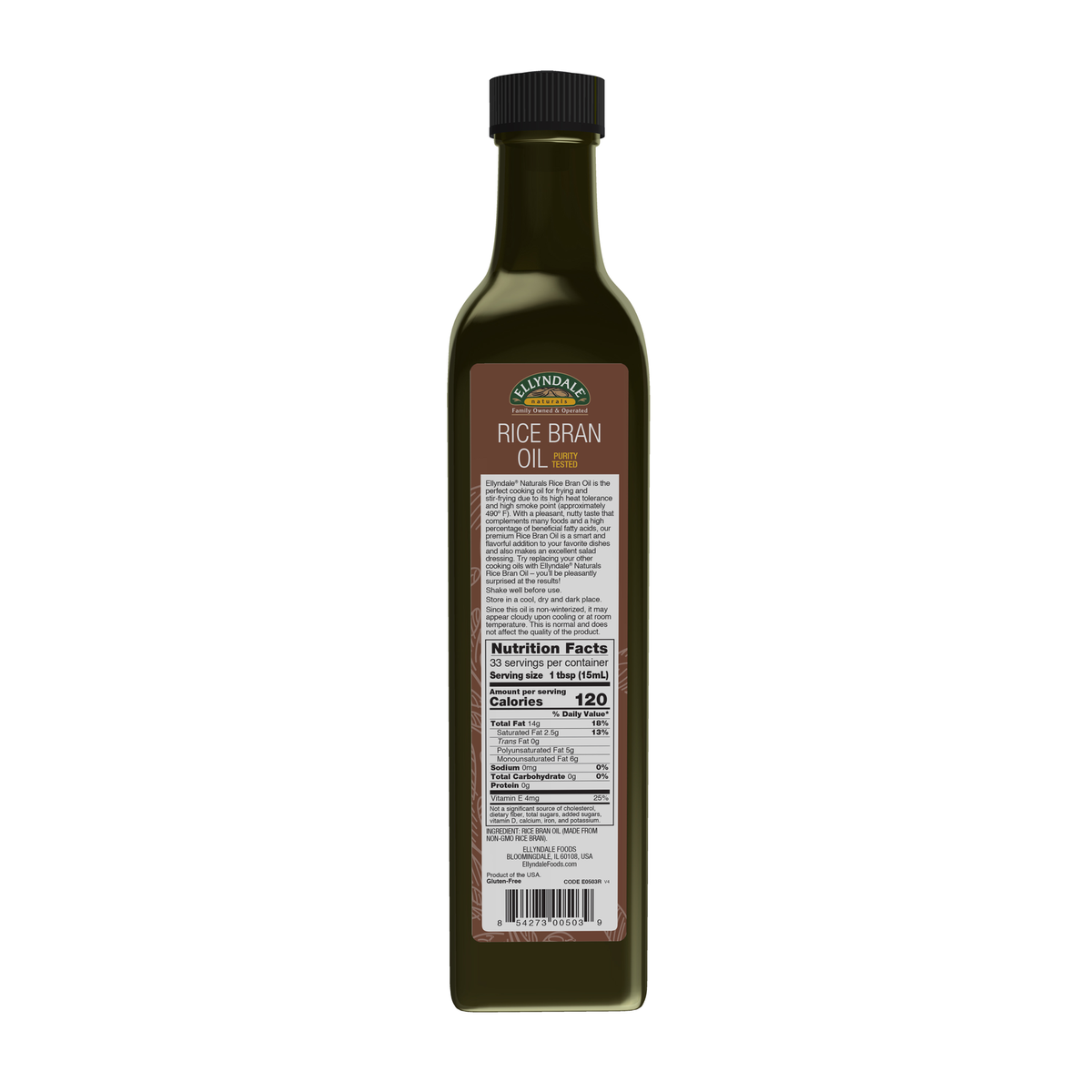 NOW Foods Rice Bran Oil - 16.9 oz – Back label / Etykieta producenta