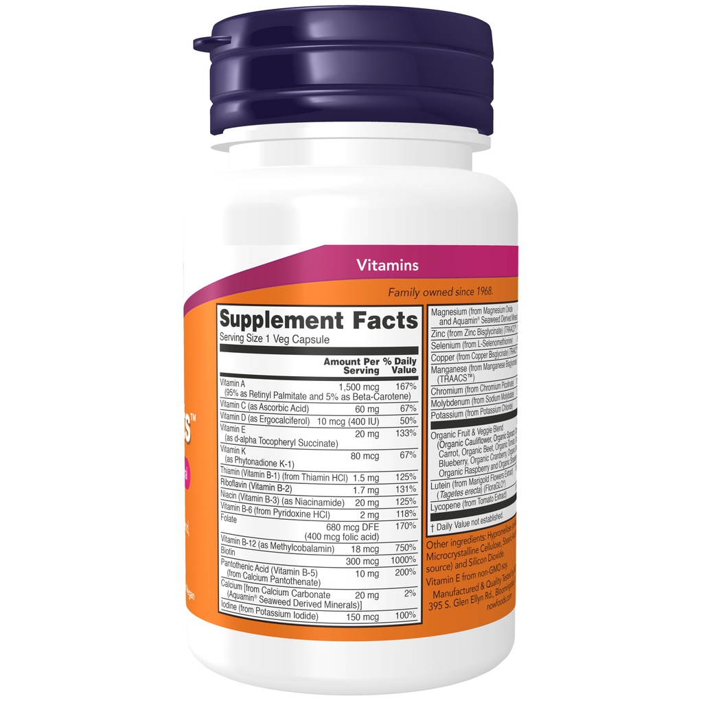 NOW Foods Daily Vits™ - 30 Veg Capsules – Label details / Etykieta producenta
