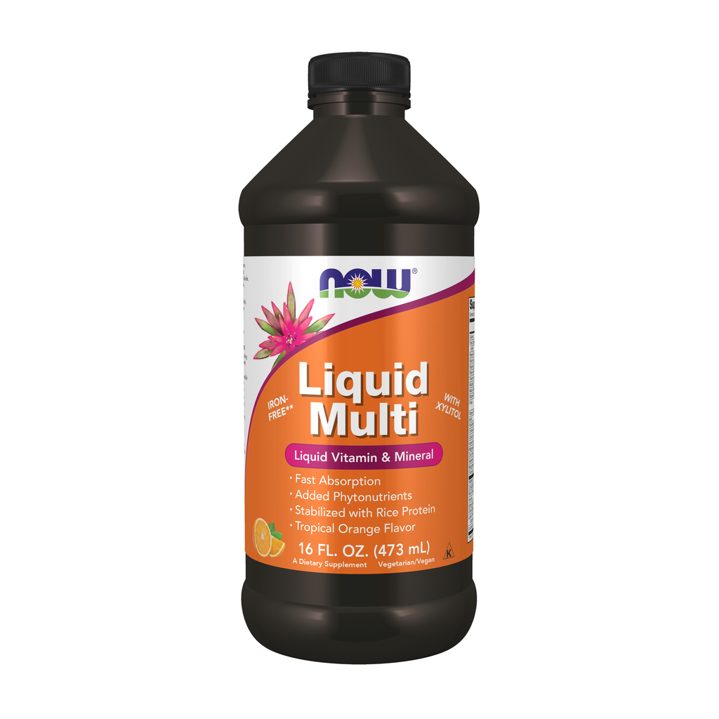 NOW Foods Liquid Multi, Tropical Orange Flavor - 16 fl. oz. / płyn Multi, Tropical pomarańcza smak - 16 fl oz