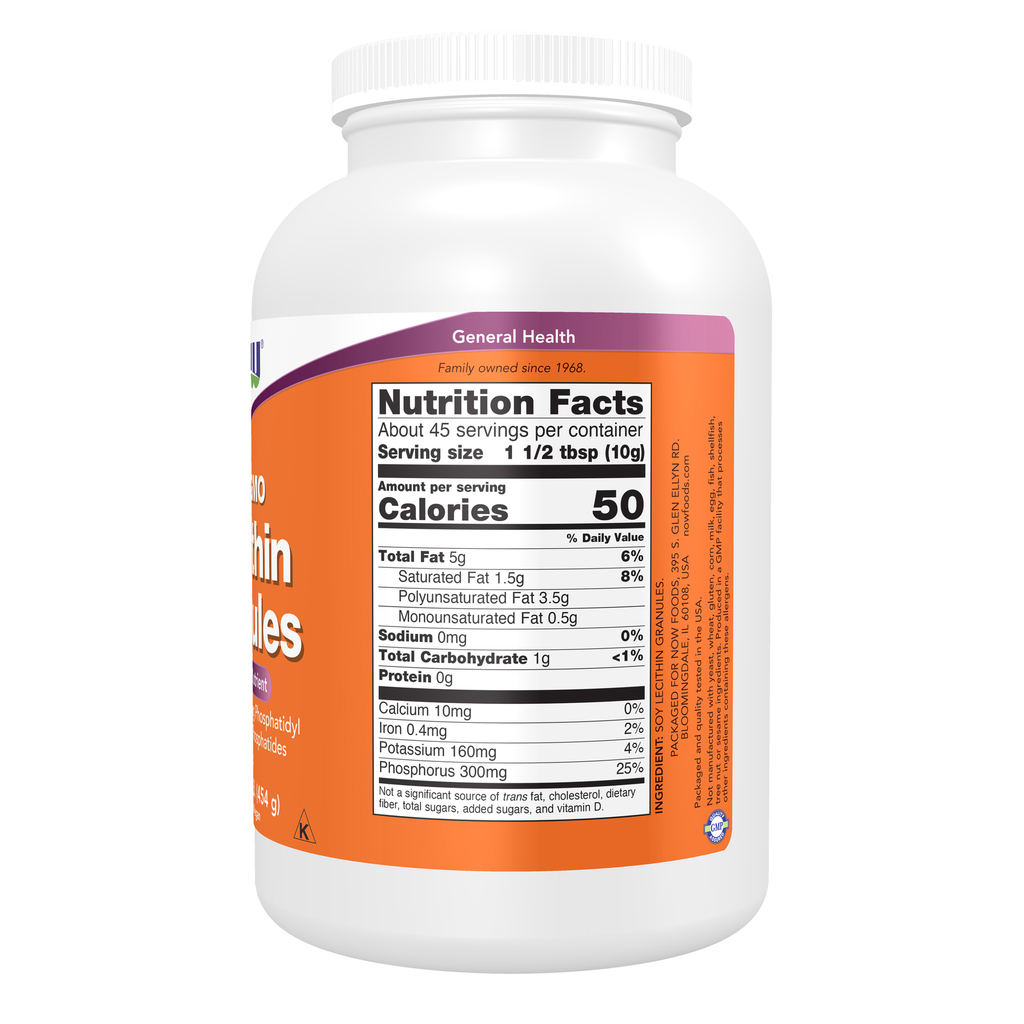 NOW Foods Lecithin Granules - 1 lb. – Right label / Etykieta producenta