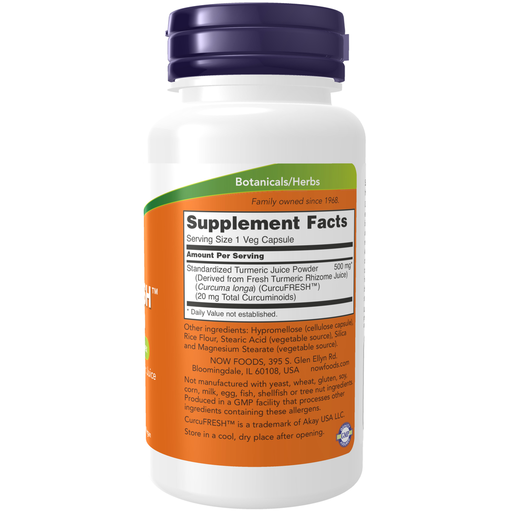 NOW Foods CurcuFRESH™ Curcumin - 60 Veg Capsules – Label details / Etykieta producenta
