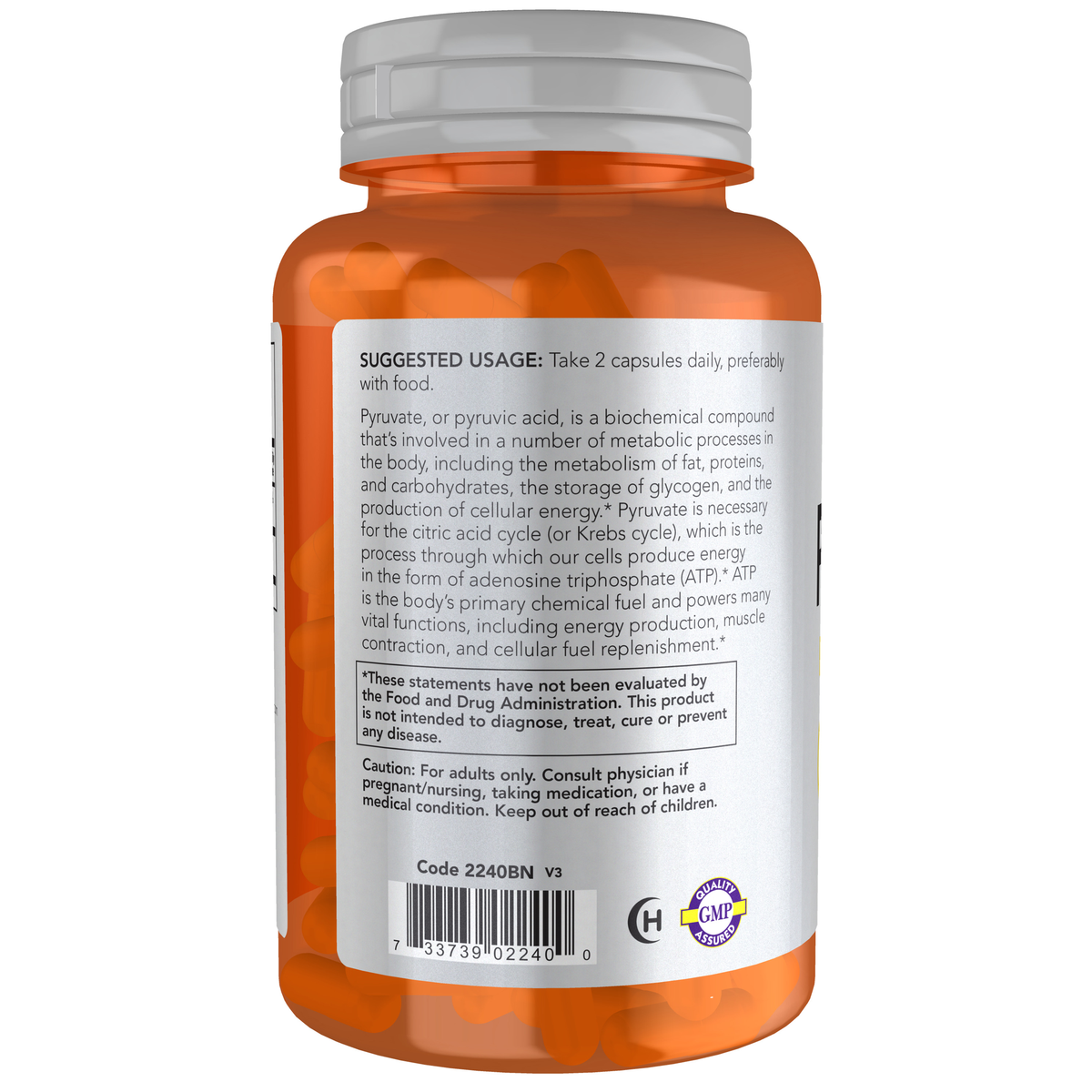 NOW Foods Pyruvate - 100 Veg Capsules – Label details / Etykieta producenta