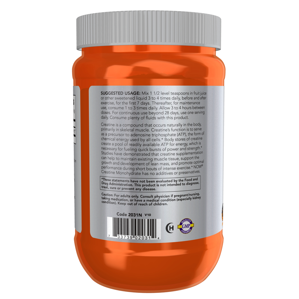 NOW Foods Creatine Monohydrate Powder - 21.2 oz. – Label details / Etykieta producenta