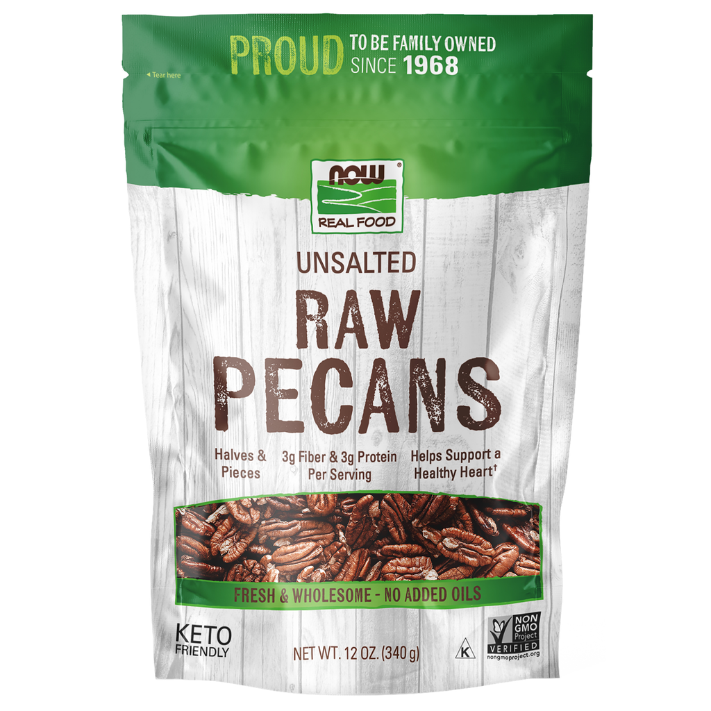 NOW Foods Pecans, Raw & Unsalted - 12oz / orzechy pekan, surowe i niesolone - 12oz