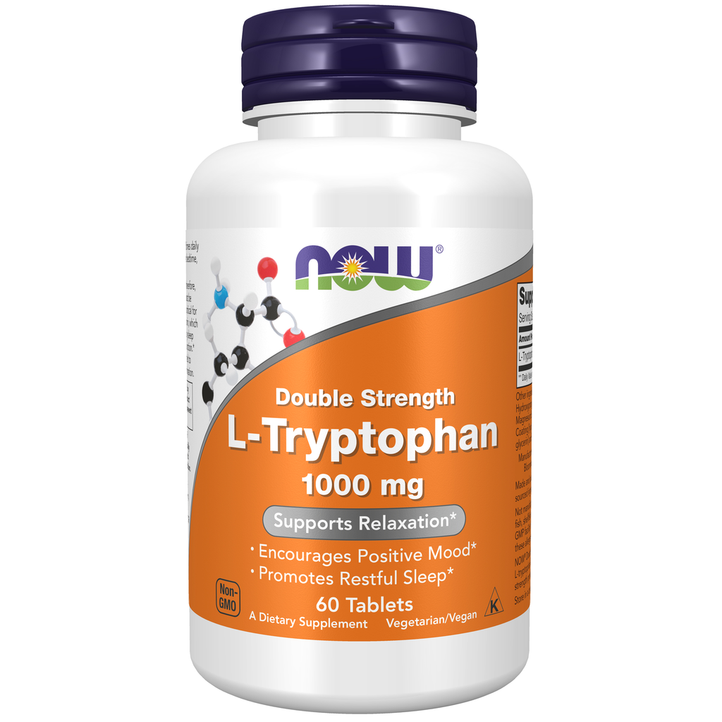NOW Foods L-Tryptophan, Double Strength 1000 mg - 60 Tablets / L-tryptofan, podwójna moc 1000 mg - 60 tabletek