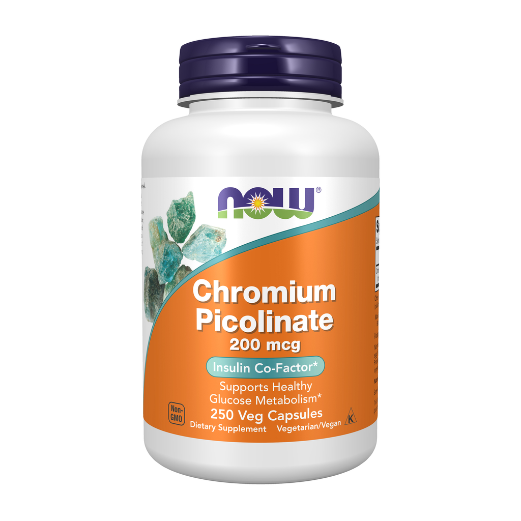 NOW Foods Chromium Picolinate 200 mcg, 250 vegetarian capsules / Pikolinian chromu 200 mcg, 250 kapsułek roślinnych