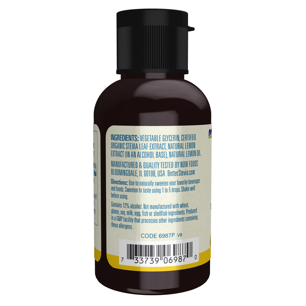 NOW Foods BetterStevia® Lemon Twist - 2 fl. oz. – Label details / Etykieta producenta