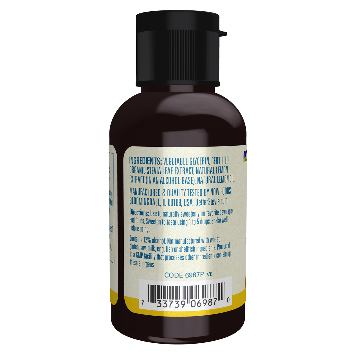 NOW Foods BetterStevia® Lemon Twist - 2 fl. oz. – Label details / Etykieta producenta