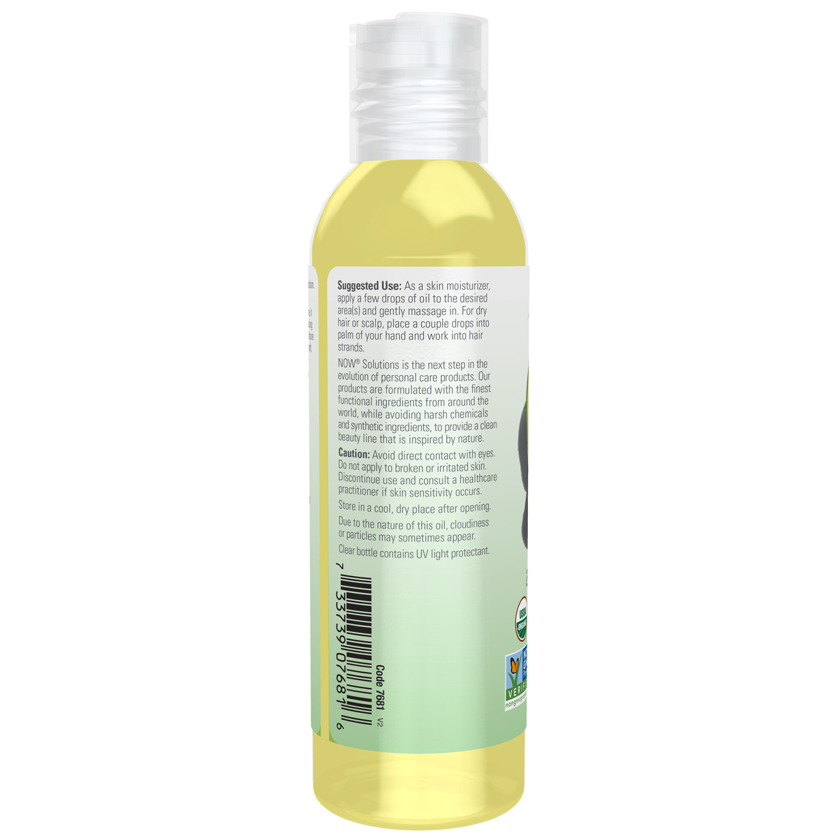 NOW Foods Avocado Oil, Organic - 4 fl.oz. – Left label / Etykieta producenta