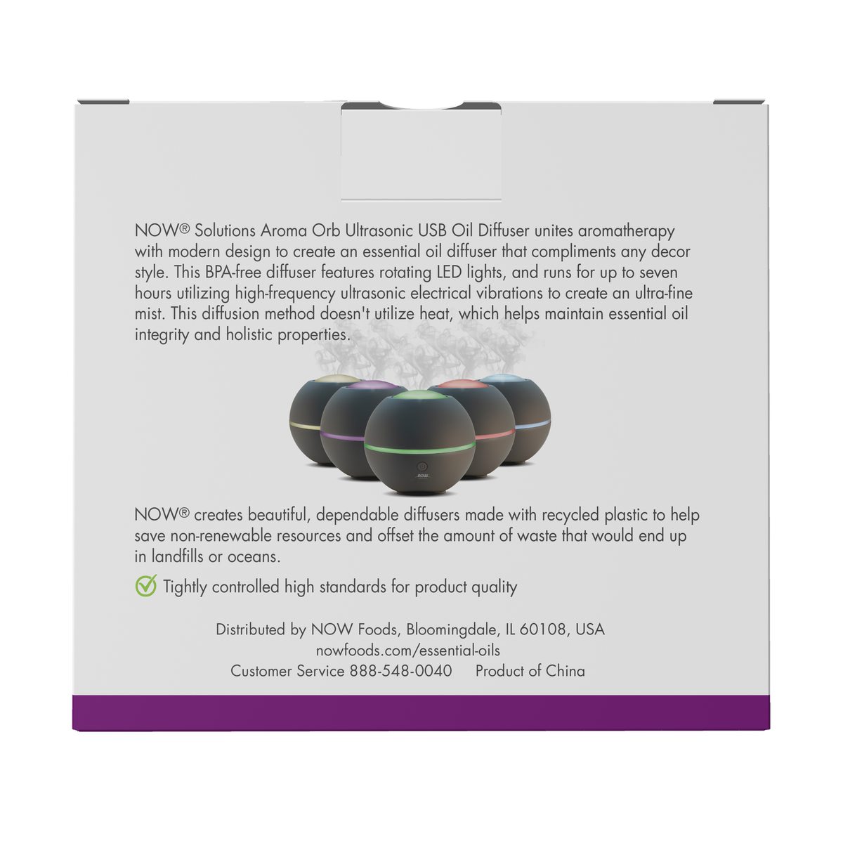 NOW Foods Aroma Orb Diffuser – Back label / Etykieta producenta
