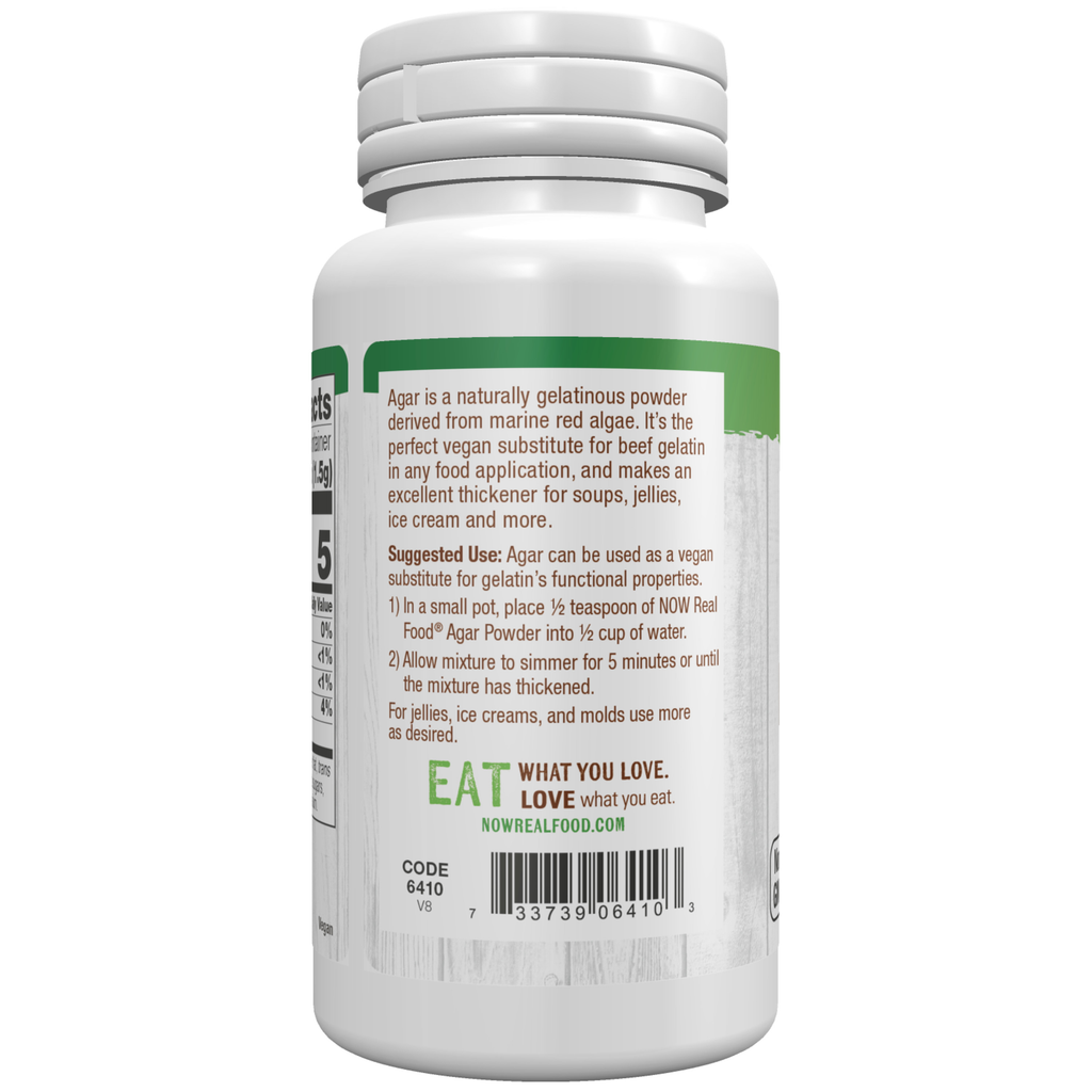 NOW Foods Agar Powder - 2 oz. – Left label / Etykieta producenta