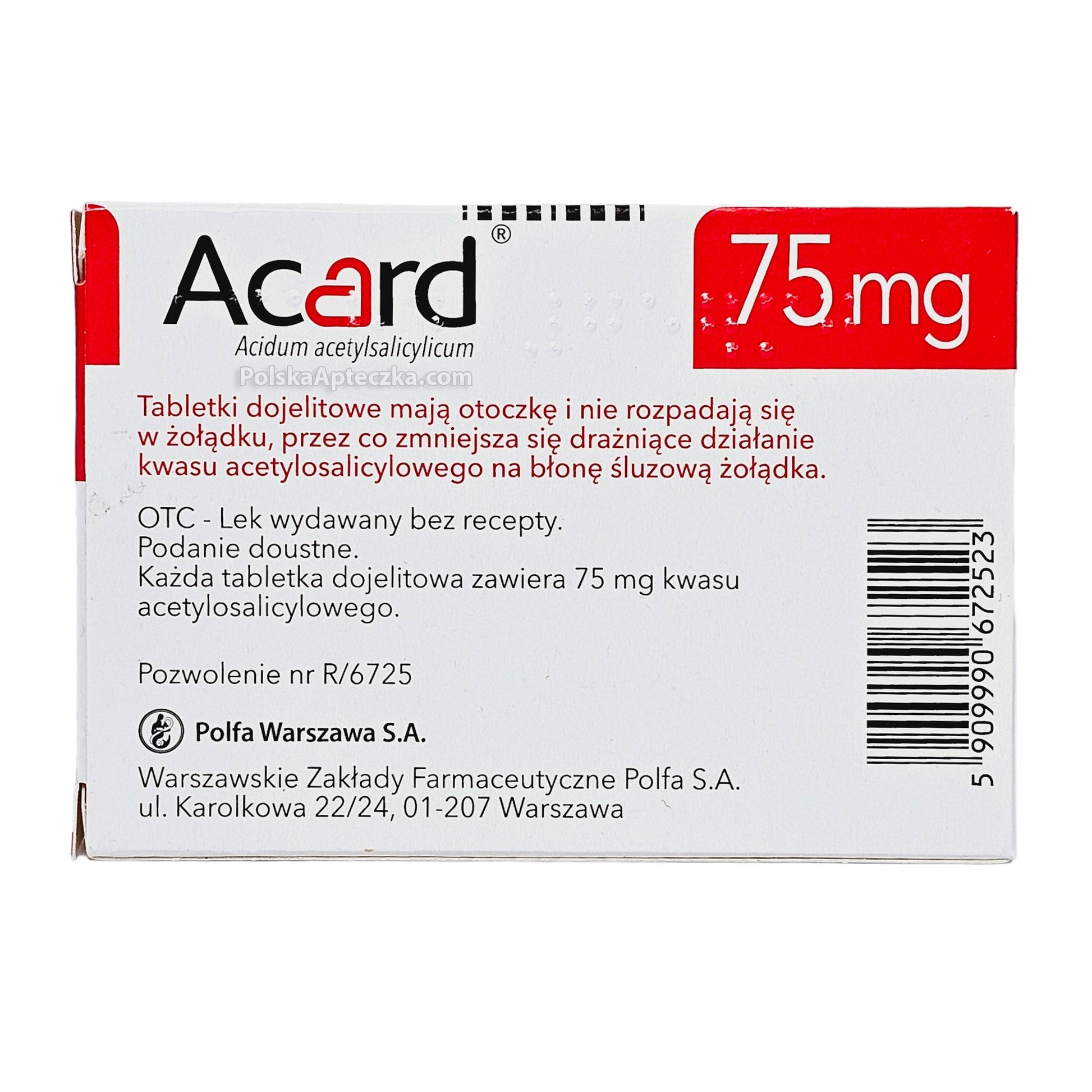 Acard 75mg 60 tablets