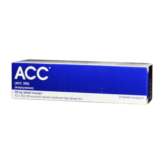 ACC 200mg – effervescent tablets with acetylcysteine (NAC) for chest congestion and mucus relief, 25 tablets per box