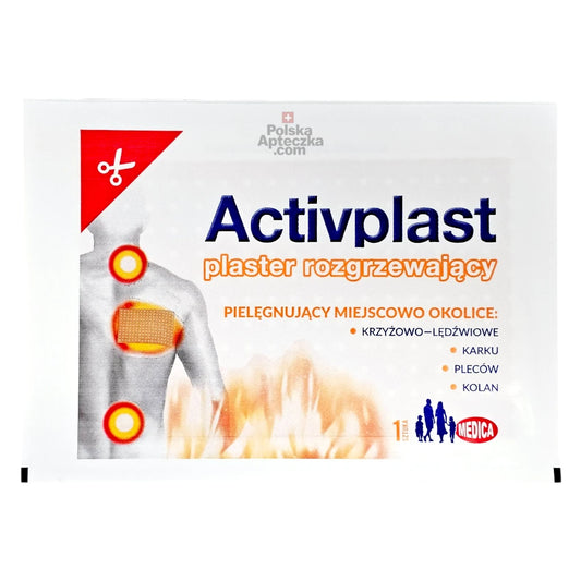 Activplast Heating Patch for back, neck, and joint pain – long-lasting heat therapy with camphor, menthol, and capsaicin for muscle relief