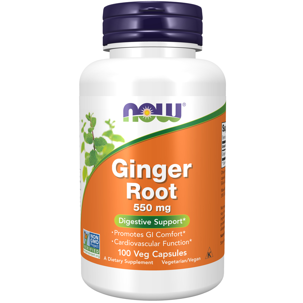 NOW Foods Ginger Root 550 mg - 100 Veg Capsules / imbir korzeń 550 mg - 100 kapsułek roślinnych