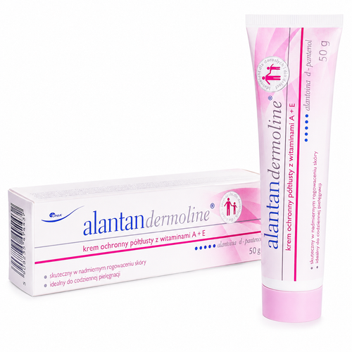 Alantan Dermoline Protective Cream with Vitamins A + E 50g box and tube