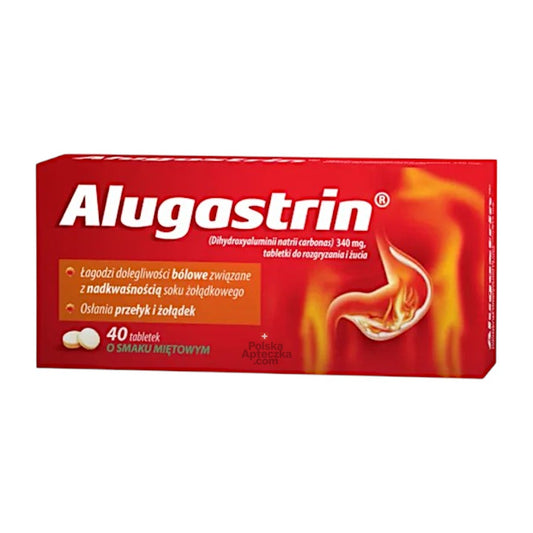 Alugastrin 340mg 40 tablets, mint flavor