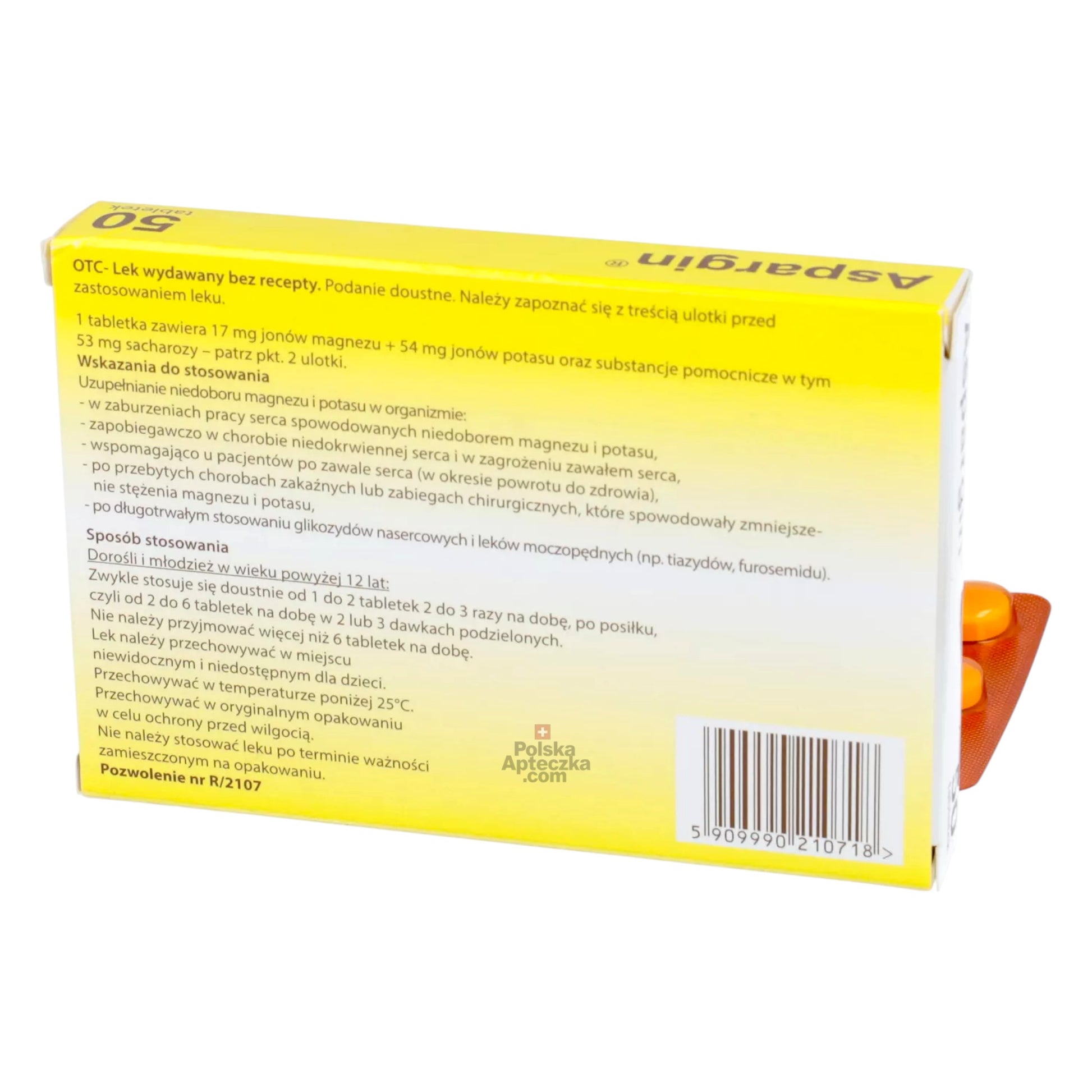 Aspargin 50 tablets back