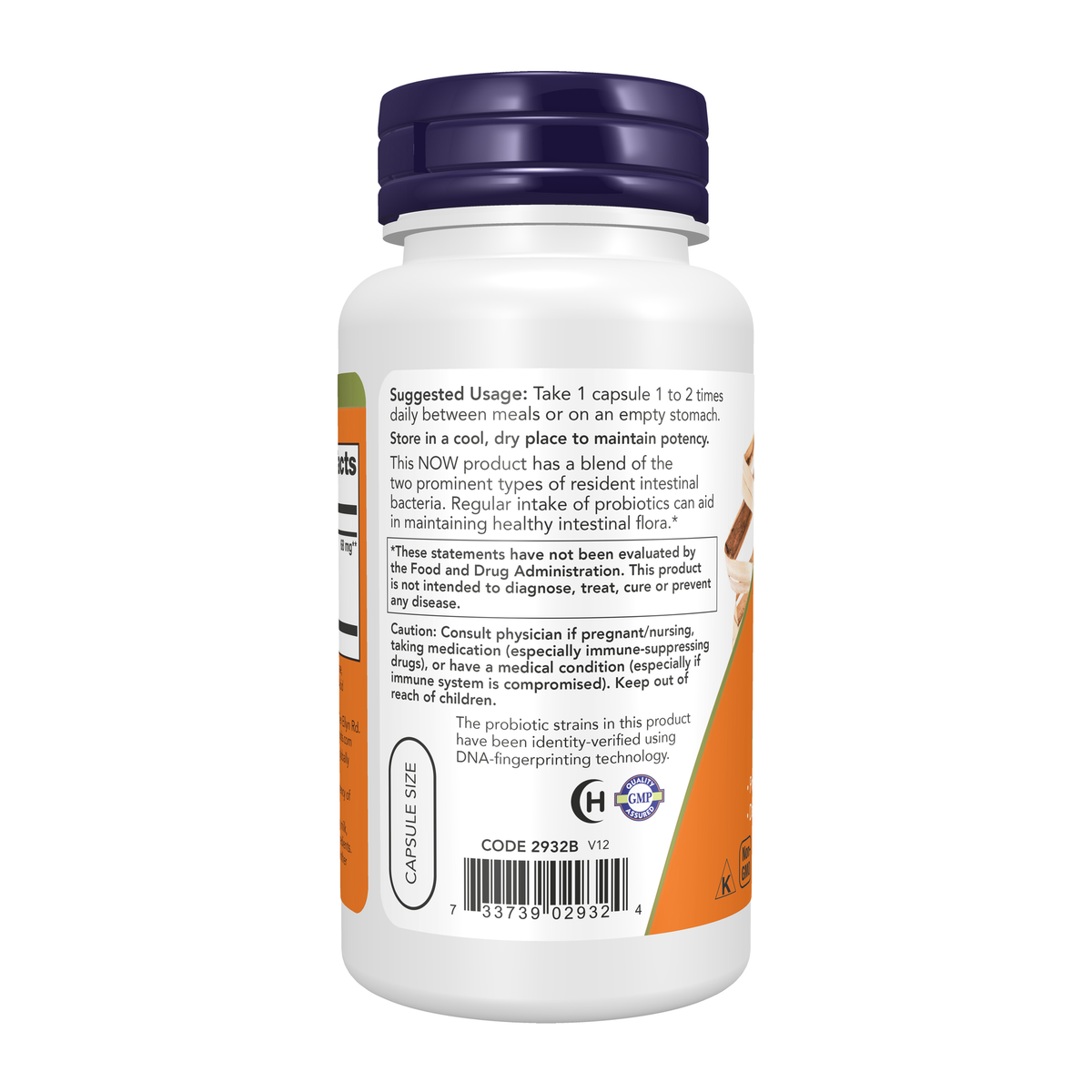 NOW Foods 8 Billion Acidophilus & Bifidus - 120 Veg Capsules – Left label / Etykieta producenta