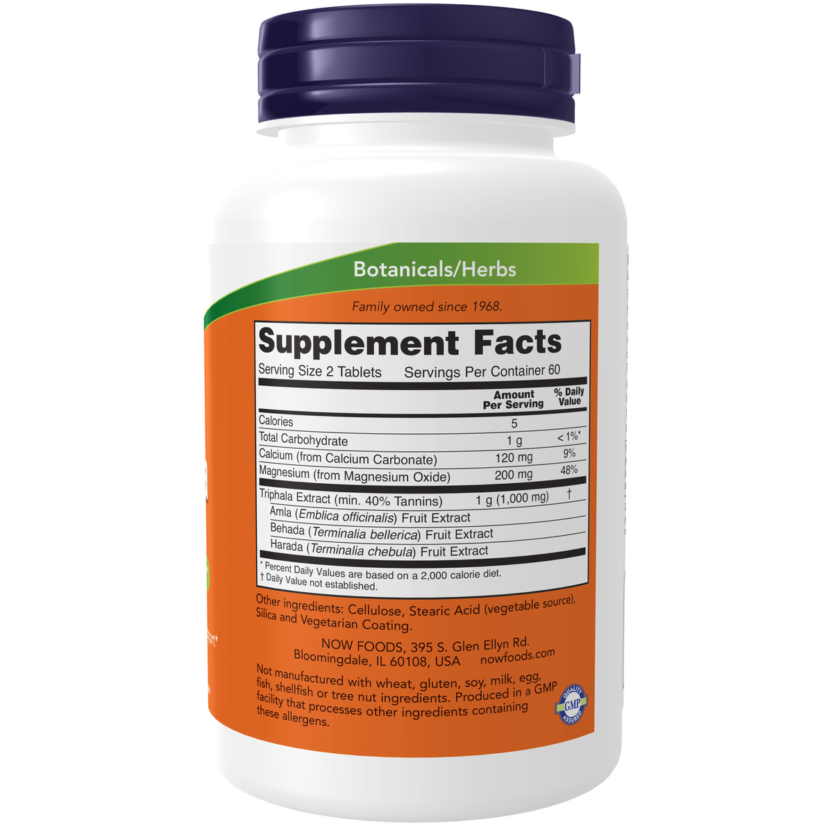 NOW Foods Triphala 500 mg - 120 Tablets – Label details / Etykieta producenta