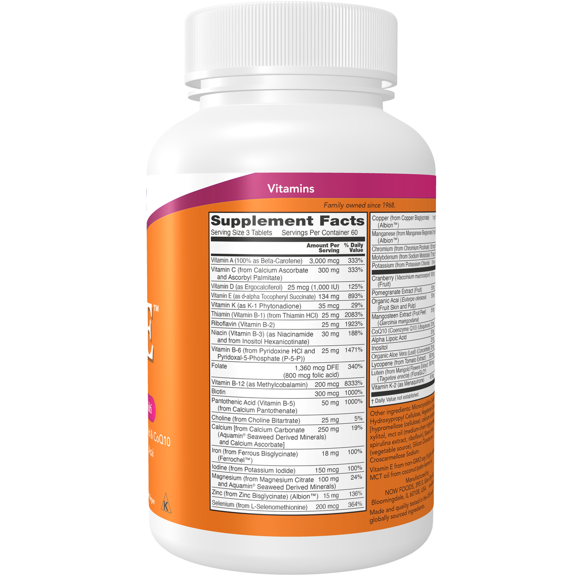 NOW Foods Eve™ Women's Multiple Vitamin - 180 Tablets – Right label / Etykieta producenta