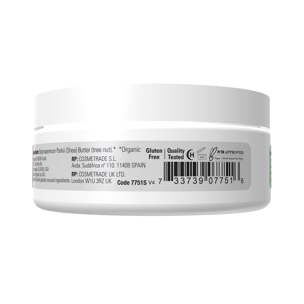 NOW Foods Shea Butter, Organic & Pure - 3 oz. – Right label / Etykieta producenta