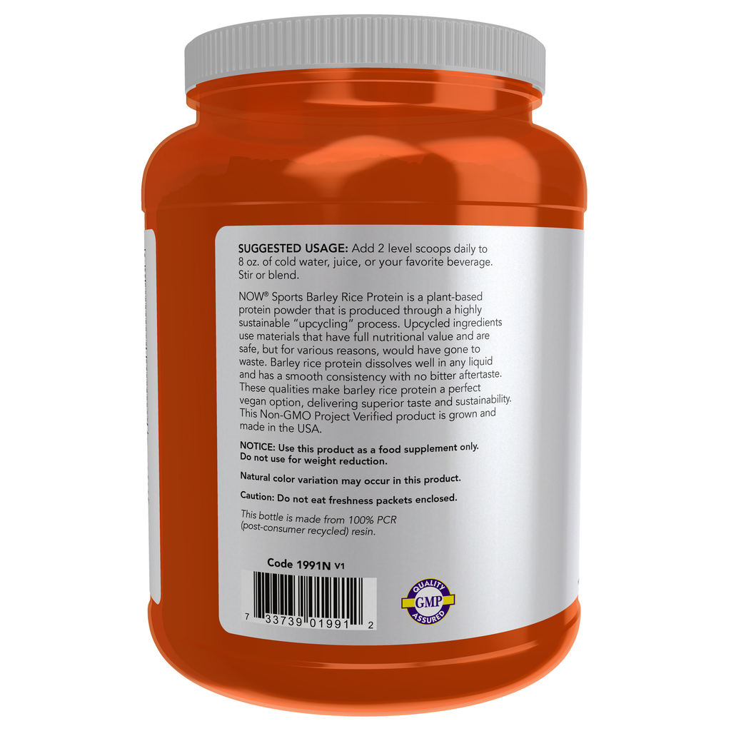 NOW Foods Barley Rice Protein 1.5 lb – Left label / Etykieta producenta