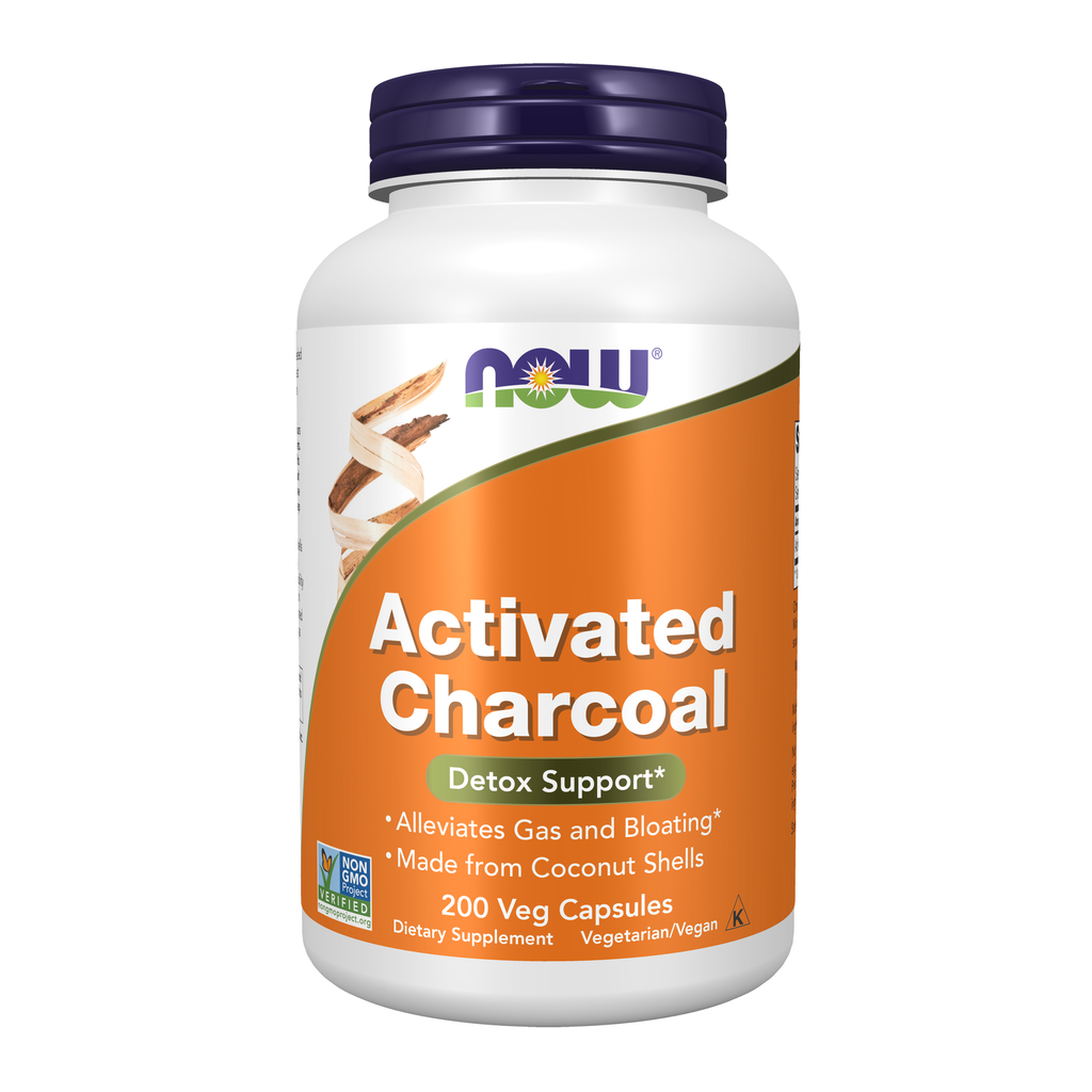 NOW Foods Activated Charcoal - 200 Veg Capsules / Activated Charcoal - 200 kapsułek roślinnych