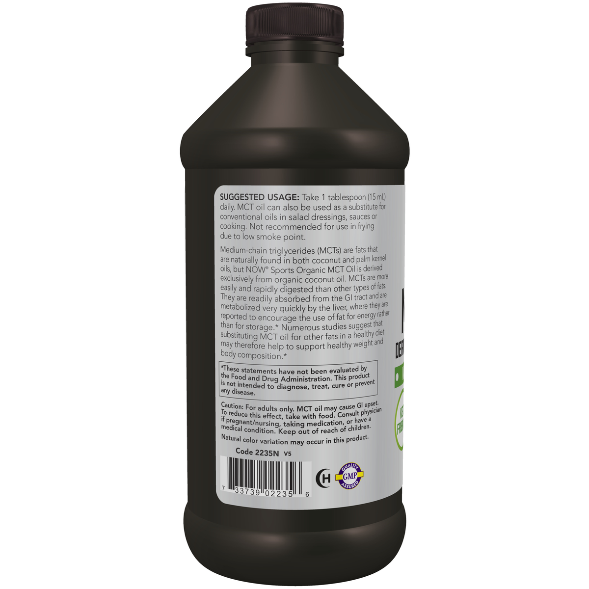 NOW Foods MCT Oil, Organic - 16 fl. oz. – Label details / Etykieta producenta