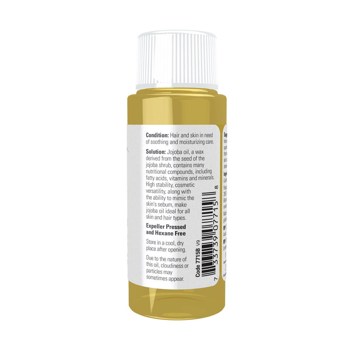 NOW Foods Jojoba Oil - 1 fl. oz. – Right label / Etykieta producenta