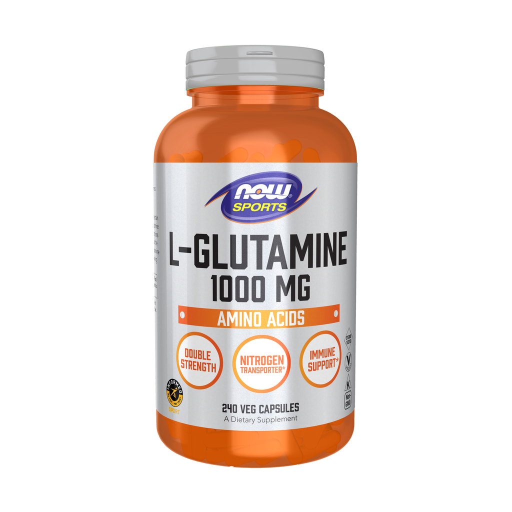 NOW Foods L-Glutamine, Double Strength 1000 mg - 240 Veg Capsules / L-glutamina, podwójna moc 1000 mg - 240 kapsułek roślinnych