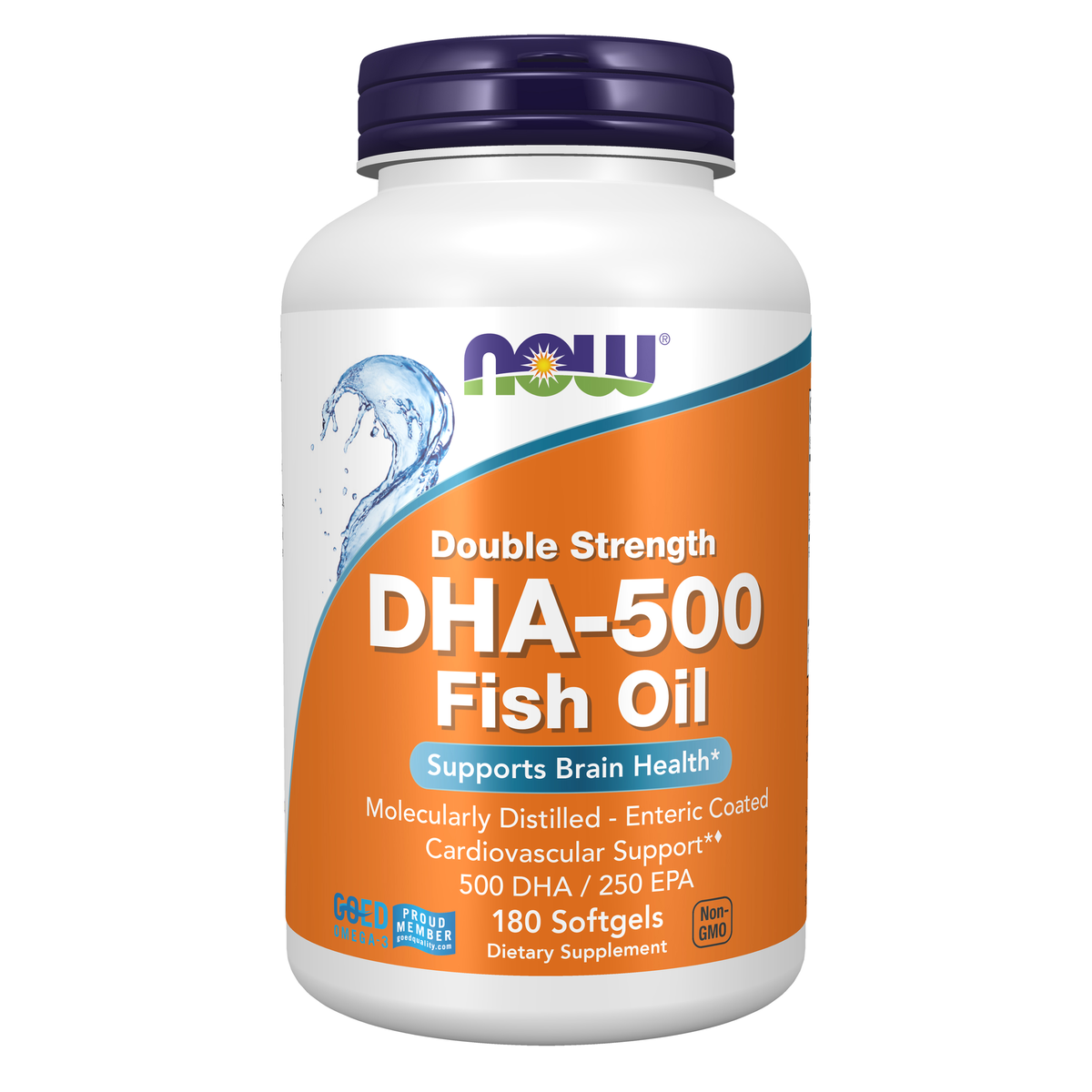 NOW Foods DHA-500 Fish Oil, Double Strength - 180 Softgels / DHA-500 olej rybi, podwójna moc - 180 kapsułek miękkich