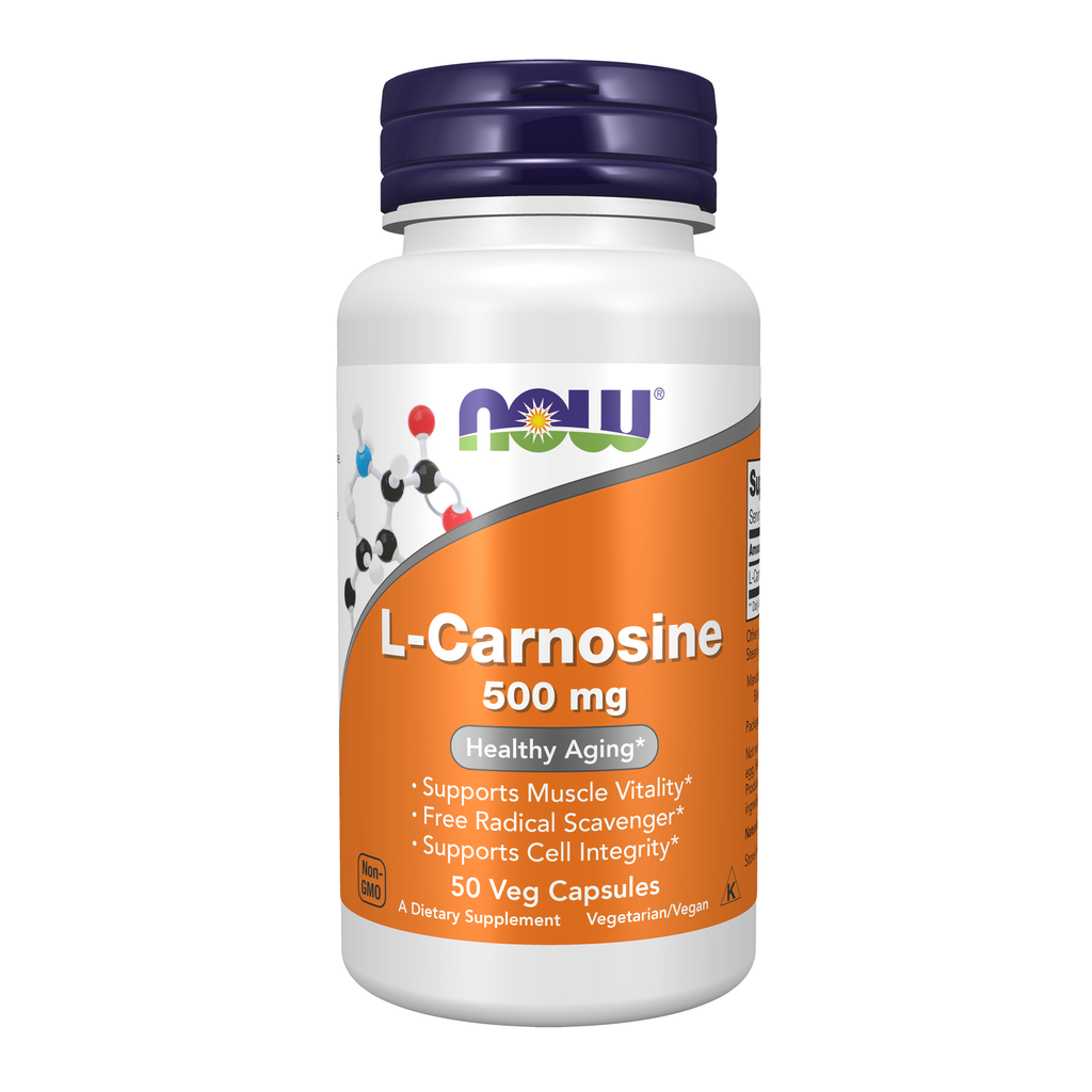 NOW Foods L-Carnosine 500 mg - 50 Veg Capsules / L-Carnosine 500 mg - 50 kapsułek roślinnych