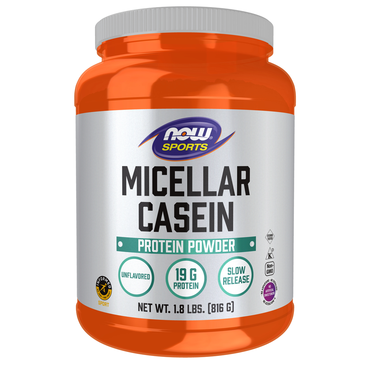 NOW Foods Micellar Casein, Unflavored Powder - 1.8 lbs. / Micellar Casein, proszek bez dodatków smakowych - 1.8 lb