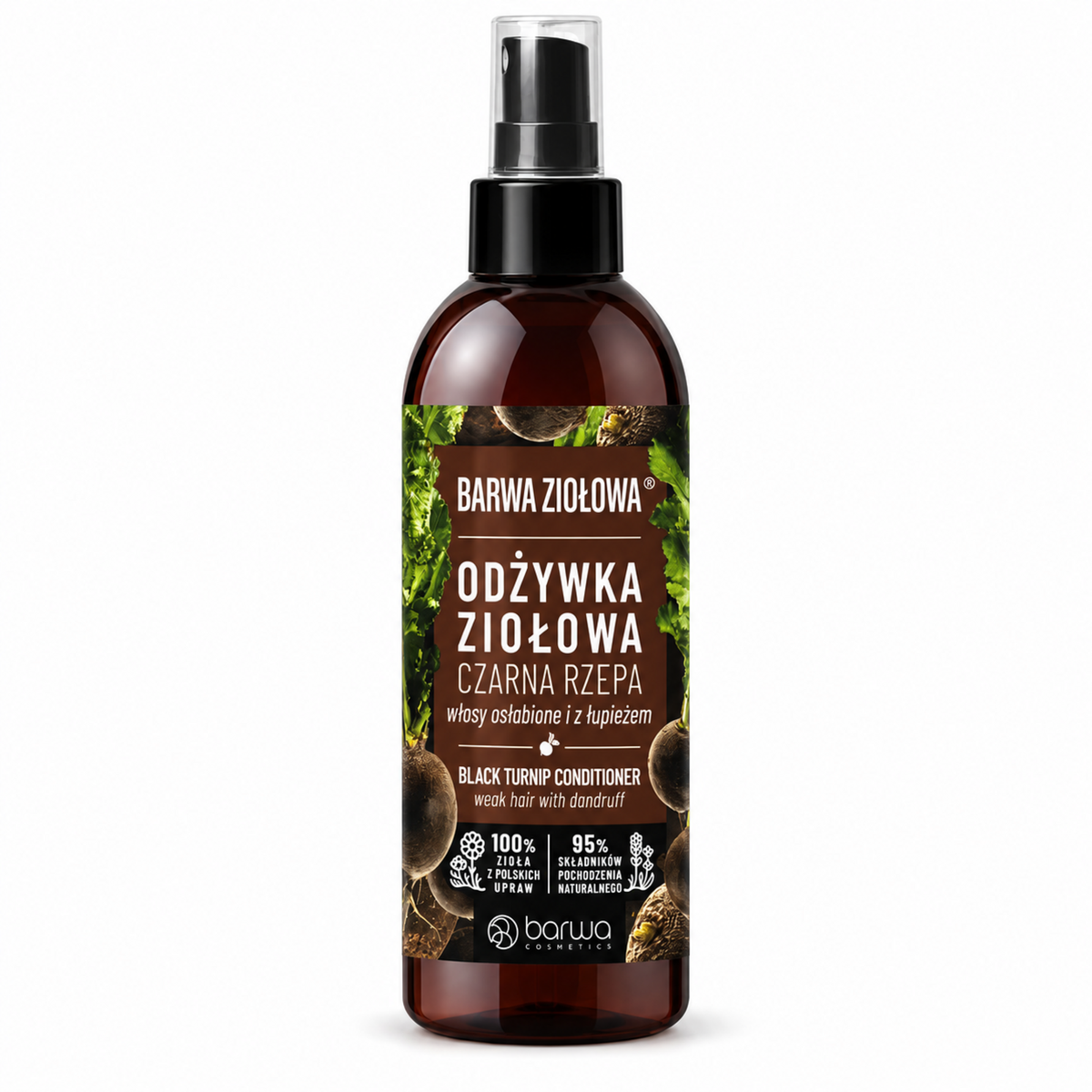Barwa Ziołowa Black Radish Leave-In Spray Conditioner, 250 ml – single bottle on white | Barwa Ziołowa Odżywka czarna rzepa w sprayu, 250 ml