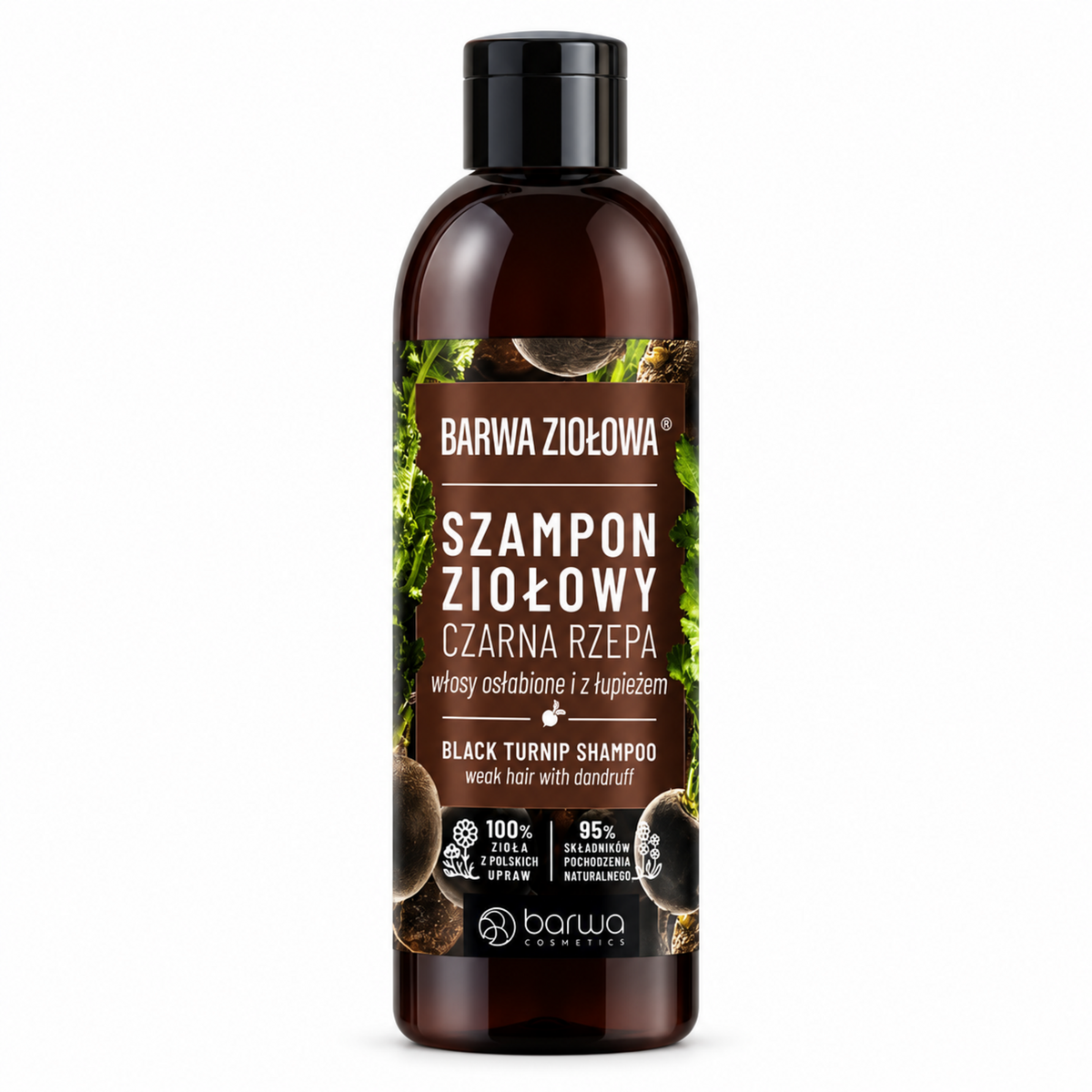 Barwa Ziołowa Black Radish Shampoo for Weak Hair, 250 ml – single bottle on white | Barwa Ziołowa Szampon czarna rzepa, 250 ml