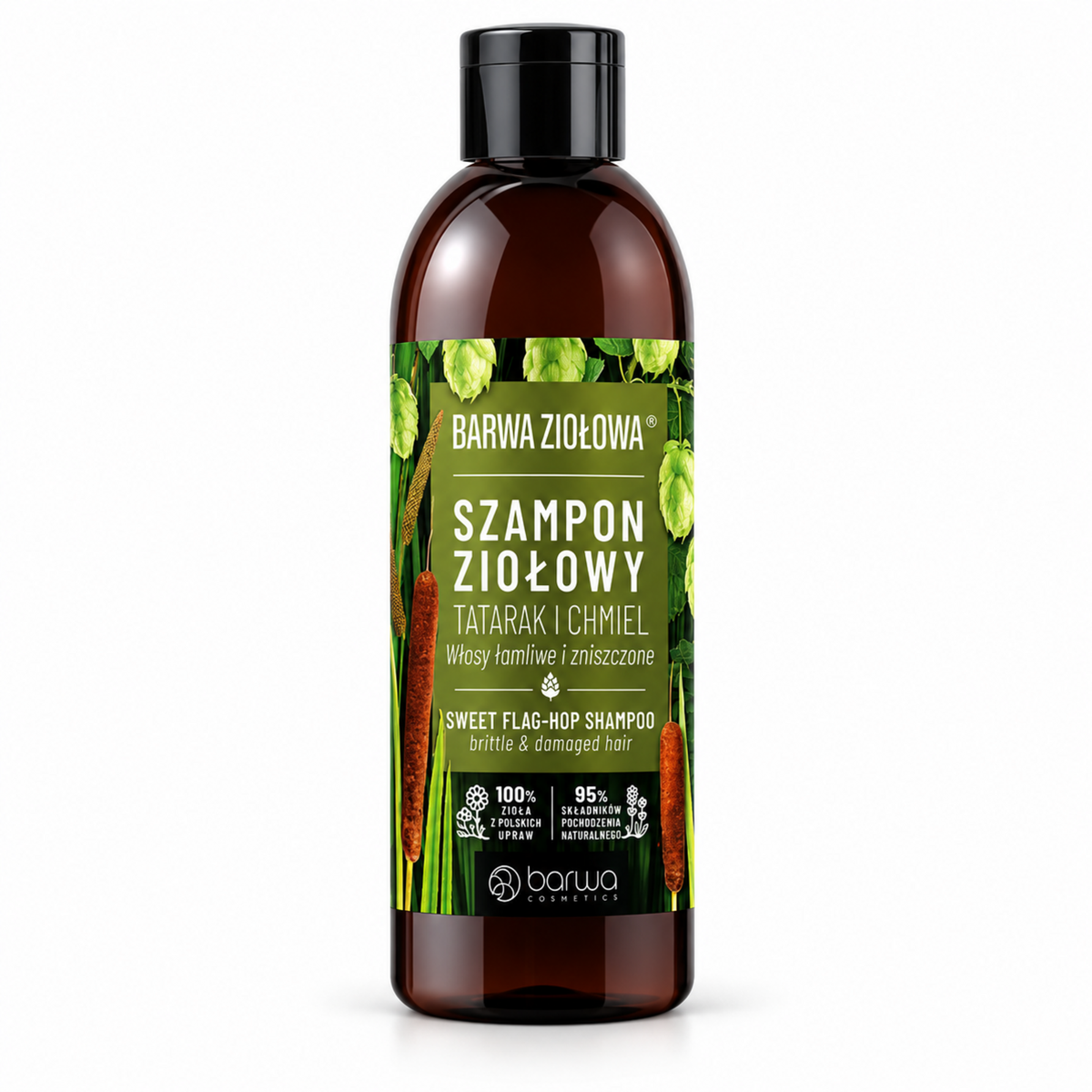 Barwa Ziołowa Sweet Flag & Hop Shampoo, 250 ml – single bottle on white | Barwa Ziołowa Szampon tatarak i chmiel, 250 ml