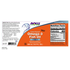 NOW Foods Omega-3 Fish Oil - 16.9 fl. oz. – Label details / Etykieta producenta