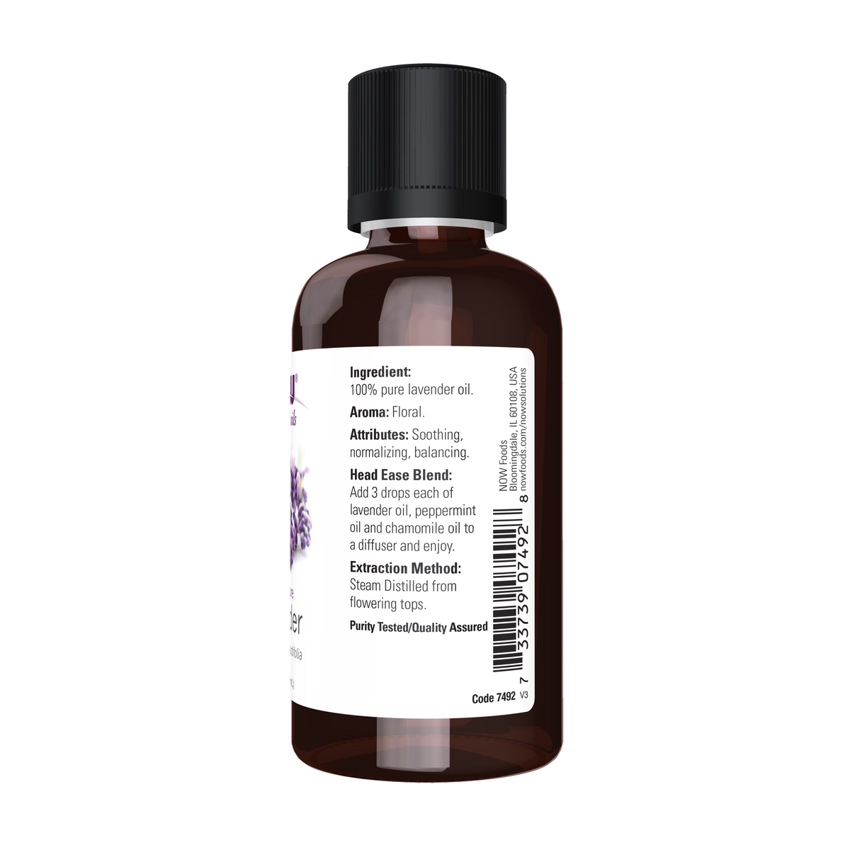 NOW Foods Lavender Oil - 2 fl. oz. – Right label / Etykieta producenta